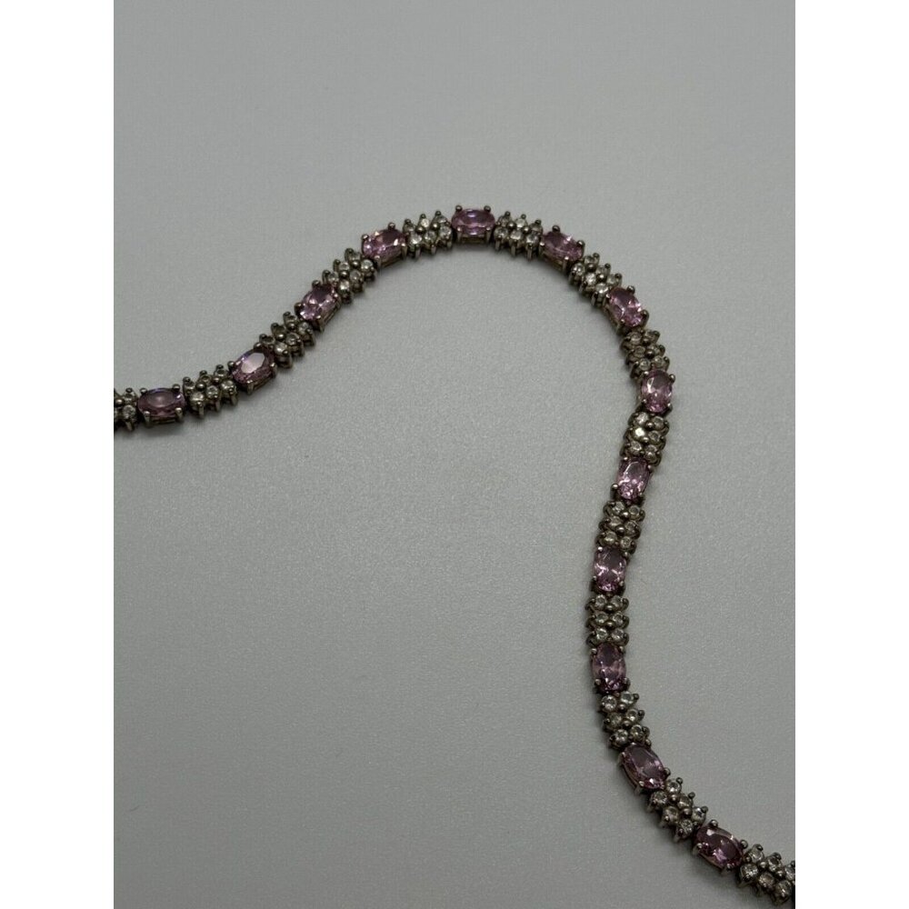 925 STERLING SILVER MORGANITE & GOSHENITE BRACELET - Picture 4 of 8
